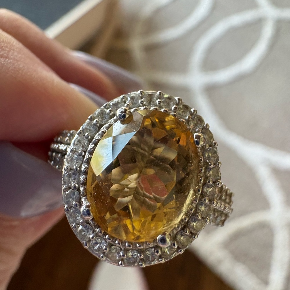 Brazilian Citrine & White Zircon Ring - Picture 2 of 11